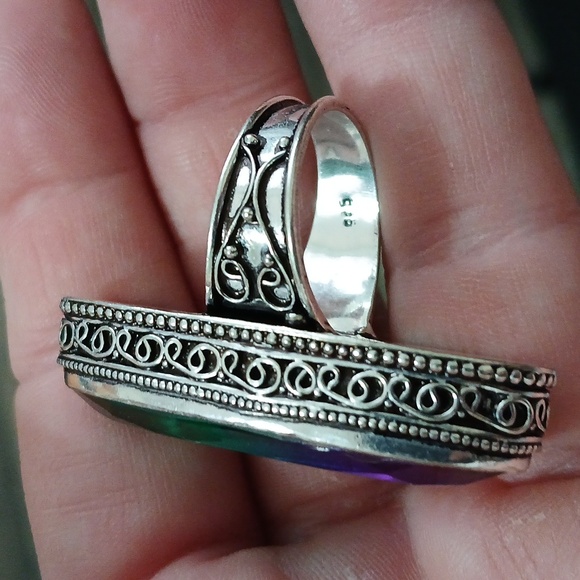 New Amazing Bi-Color Tourmaline 925 Silver Statement Ring. - Picture 16 of 16